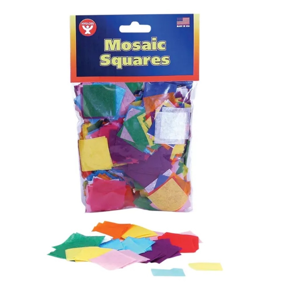 Mosaic Squares - 2500 qty Assorted Colors Hygloss Mosaic Tissue Squares 1”